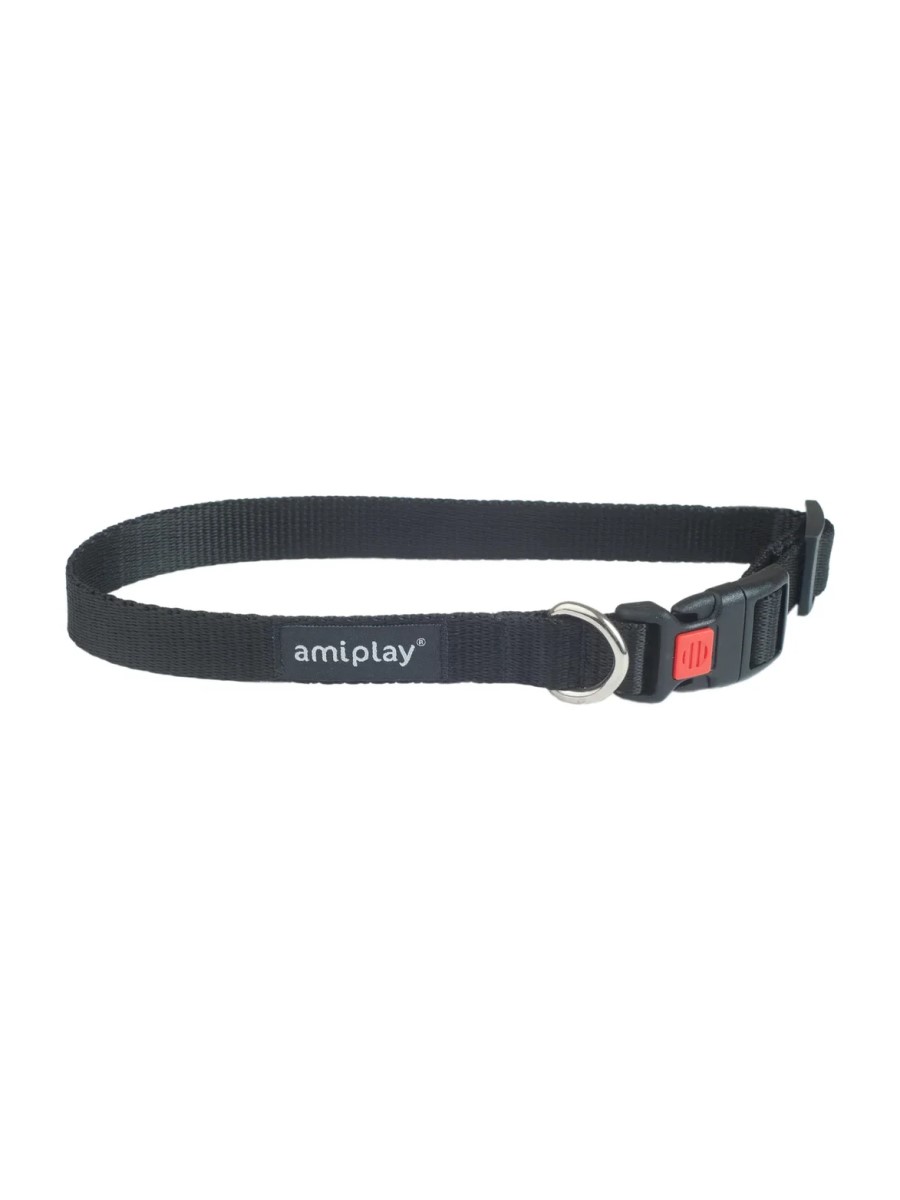 Ошейник для собак регулируемый AmiPlay Basic с блокировкой L 35-50/2 см, черный