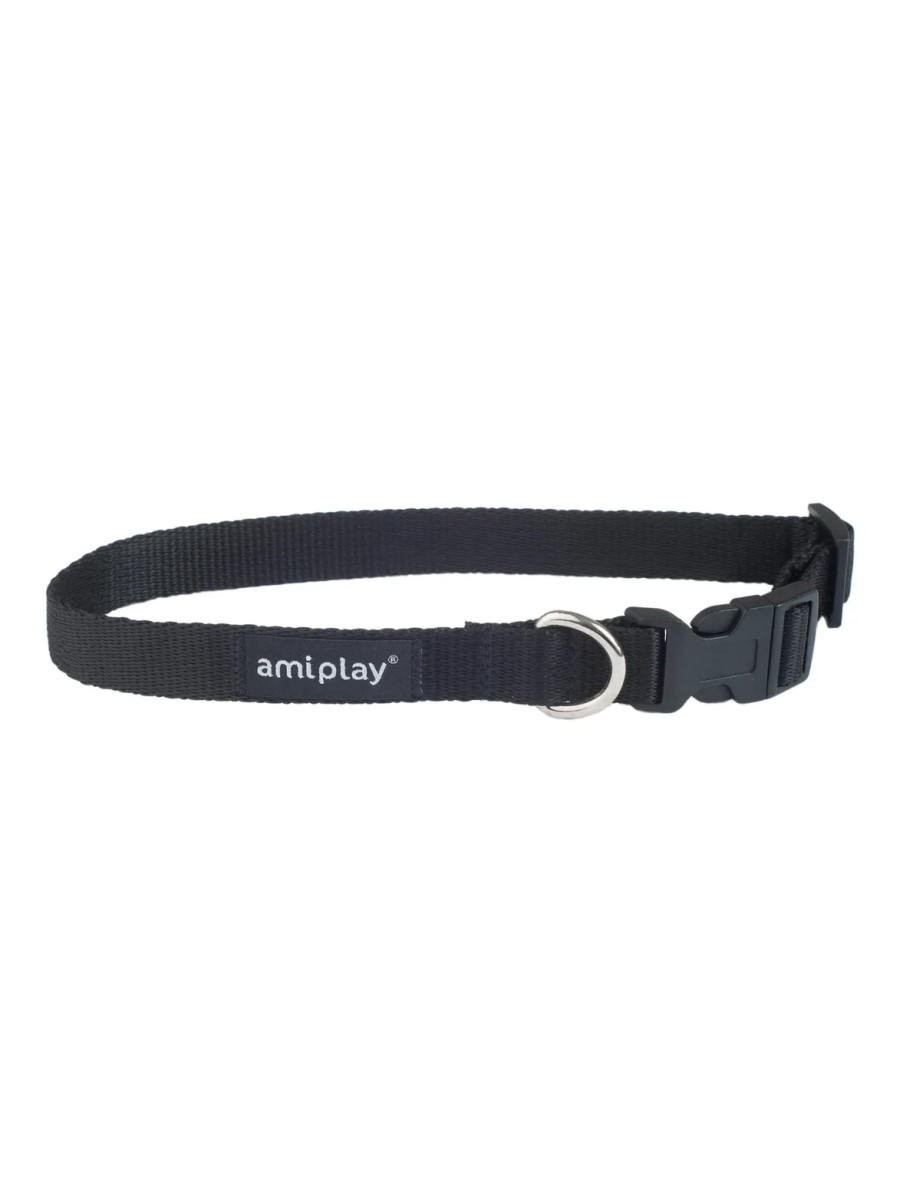 Ошейник для собак регулируемый AmiPlay Basic M 25-40/1,5 см, черный