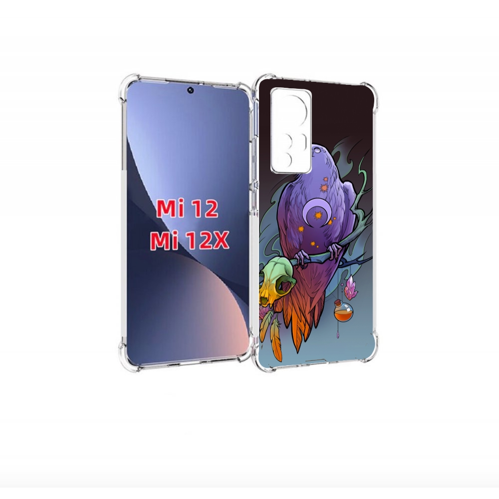 

Чехол бампер MyPads фиолетовый ворон на ветке для Xiaomi 12., Прозрачный, Tocco