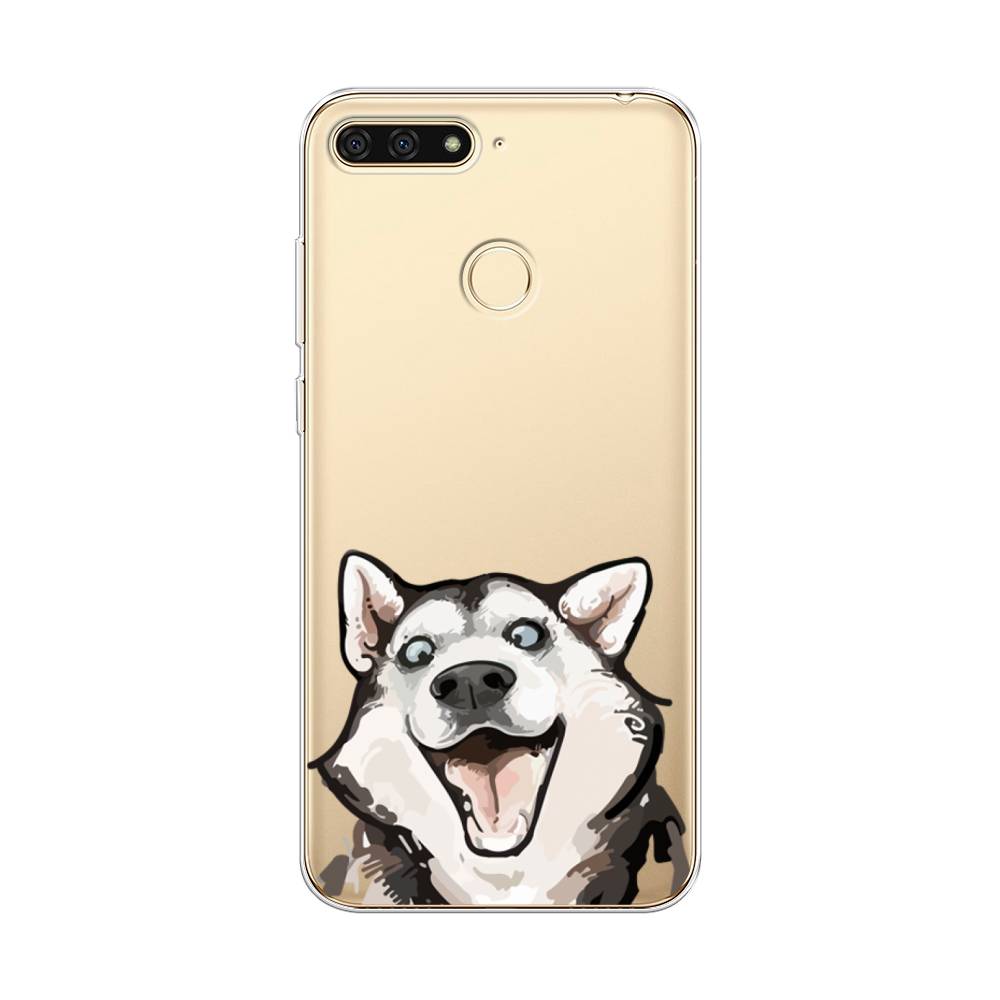 

Чехол Awog на Honor 7C "Радостный хаски", Белый;голубой;черный, 64550-1