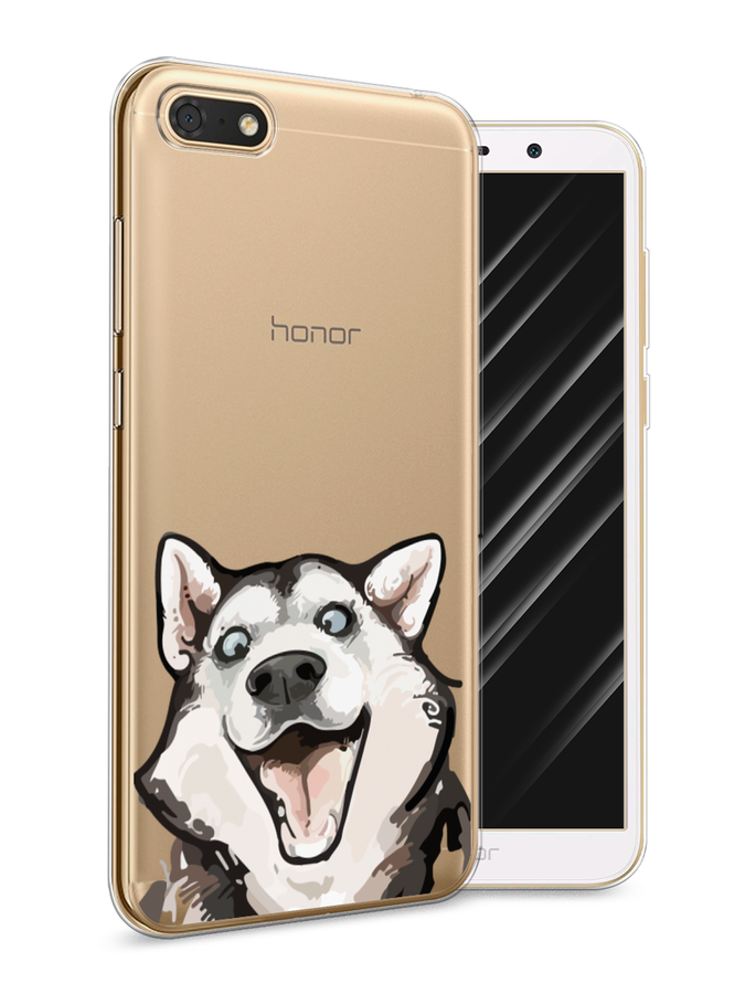 

Чехол Awog на Honor 7A "Радостный хаски", Белый;голубой;черный, 65250-1