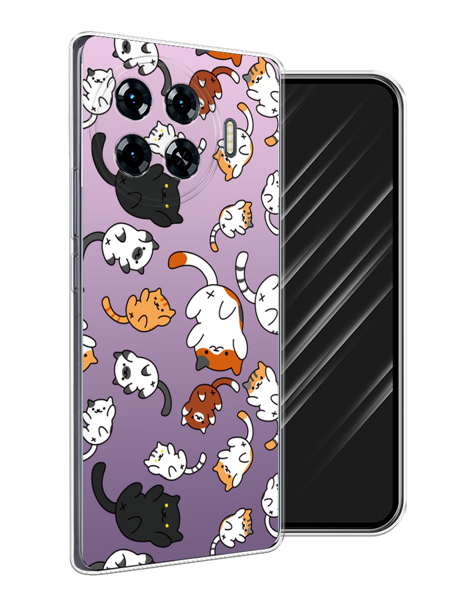 

Чехол Awog на Tecno Spark 20 Pro Plus "Котопад", Фиолетовый;белый, 305050-1
