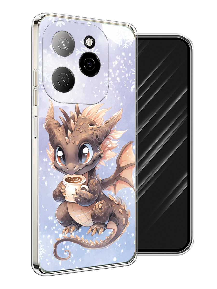 

Чехол Awog на Tecno Spark 20 Pro 5G "Дракончик с кружкой тёмный", Бежевый;розовый;серый, 305750-1