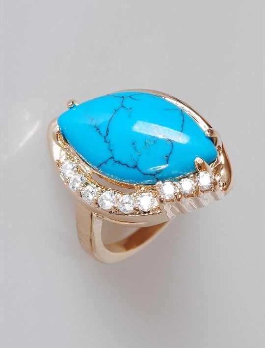 

Кольцо из бижутерного сплава р.19 Lotus Jewelry 3032R-18tq, бирюза/циркон, 3032R-18tq