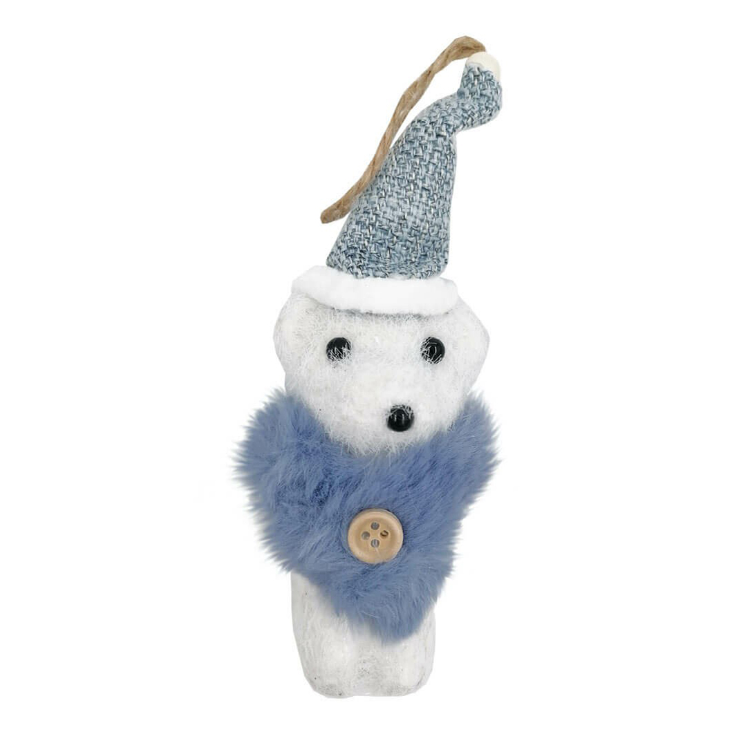 

Елочная игрушка Европа Медвежонок бело-голубая 15,5 х 7,5 см