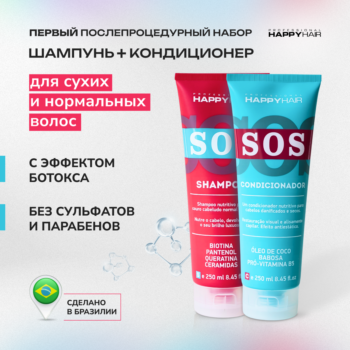 Набор средств для волос Happy Hair Шампунь и кондиционер для волос SOS 250 мл 2 шт