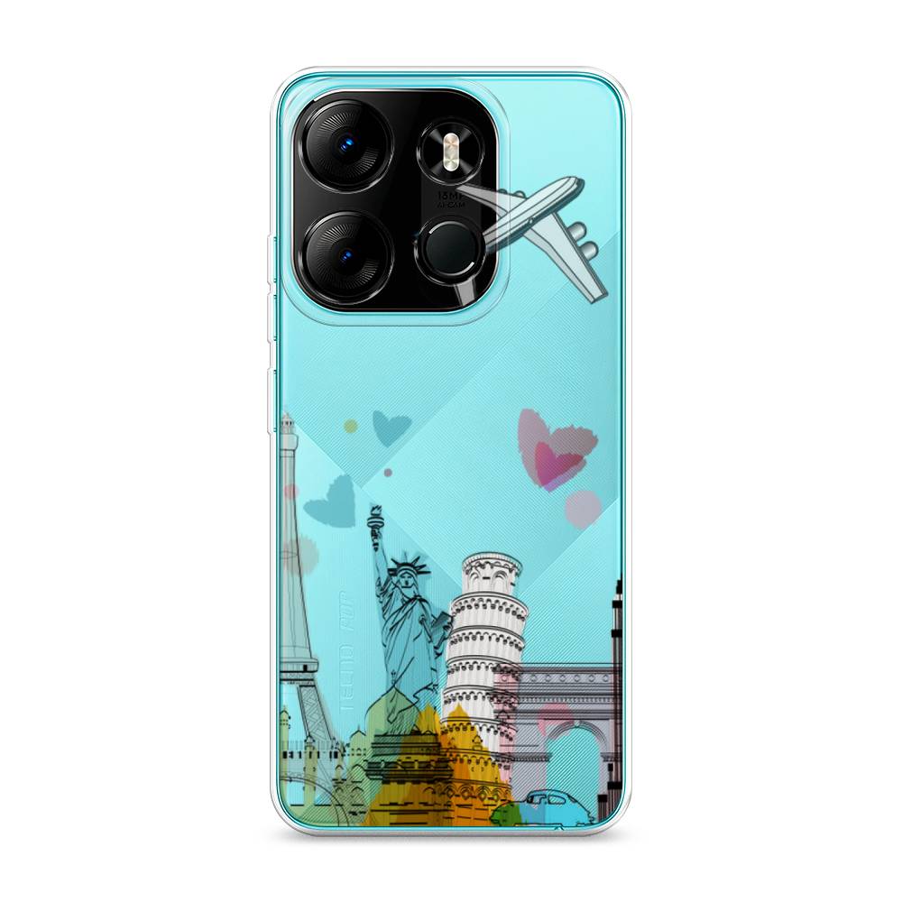 

Чехол Awog на Tecno Pop 7 Pro "Самолет путешествий", Желтый, 303450-10