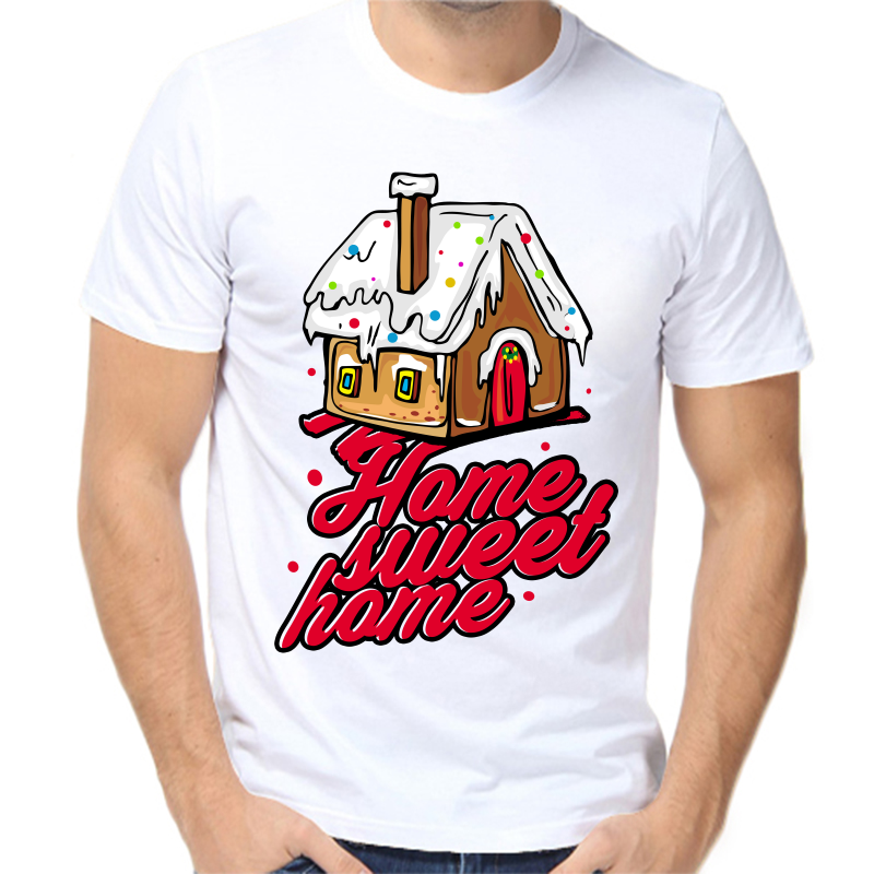 

Футболка мужская белая 48 р-р новогодняя home sweet home, Белый, fm_home_sweet_home