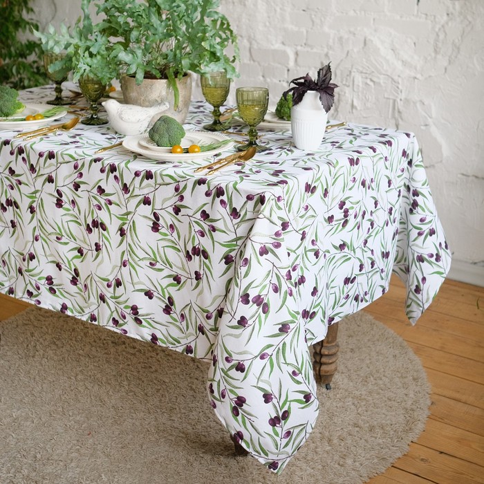

Скатерть Доляна Olives 149х220 см, 100% хл, рогожка 164 г/м2, Белый;фиолетовый;зеленый, Olives