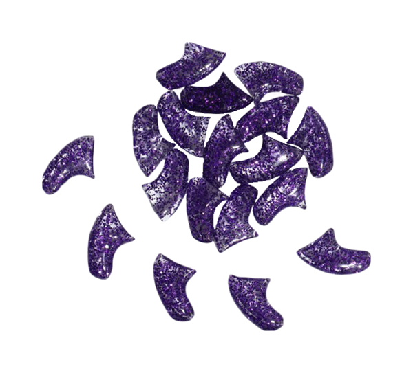 Когти накладные Антицарапки,20 шт, размер S, фиолетовые с блестками