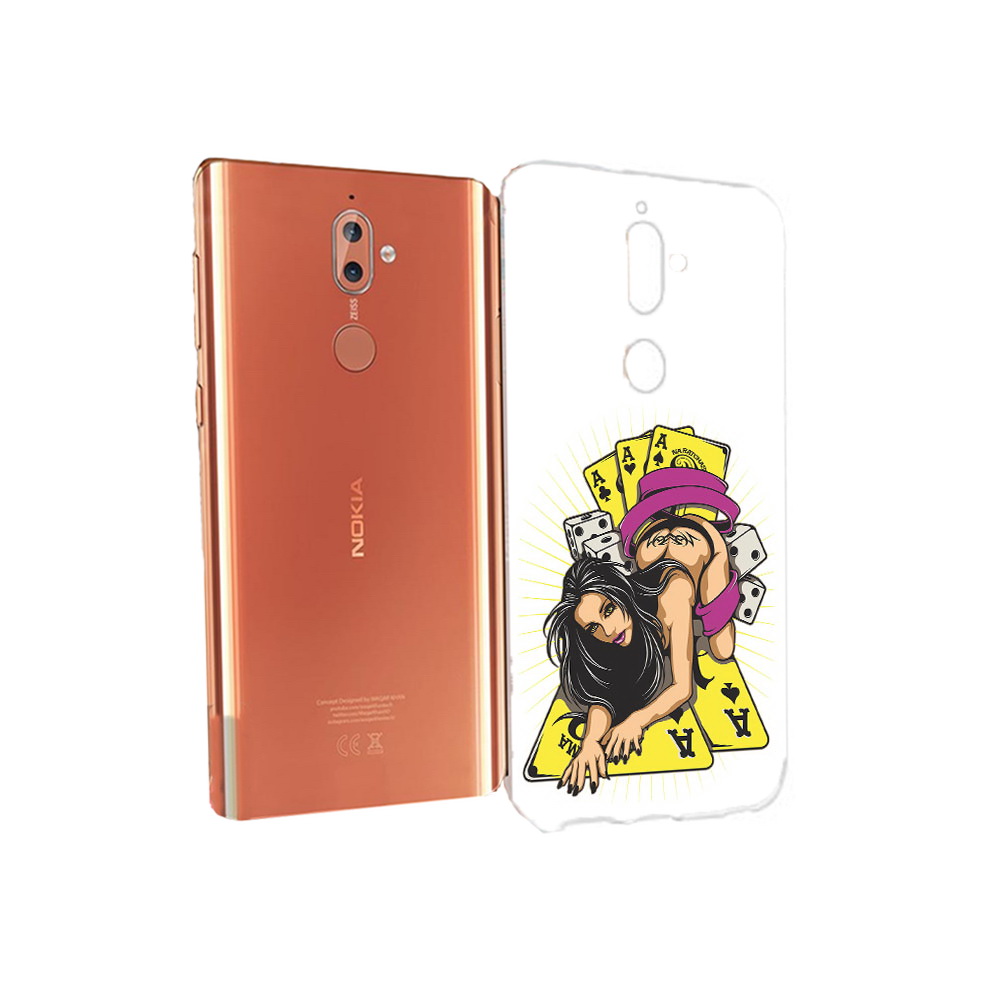 Чехол MyPads Tocco для Nokia 9 нарисованная девушка с игровыми картами (PT126479.94.501)