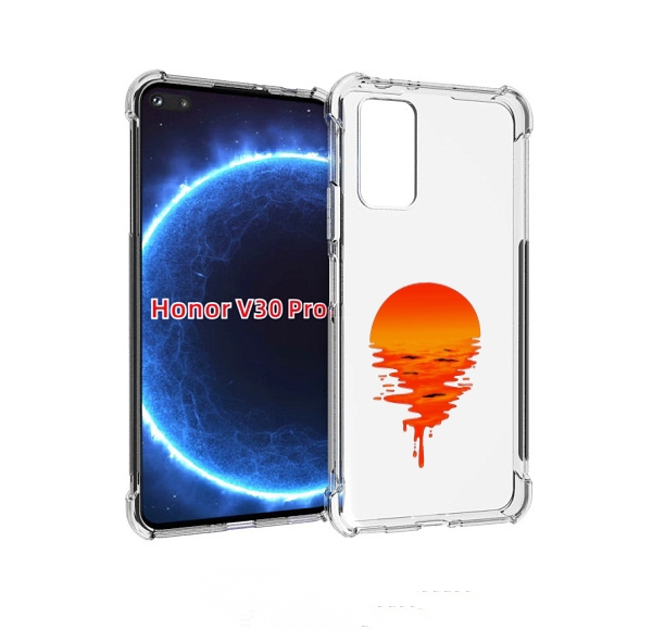 

Чехол бампер MyPads оранжевый закат на воде для Honor V30, Прозрачный, Tocco