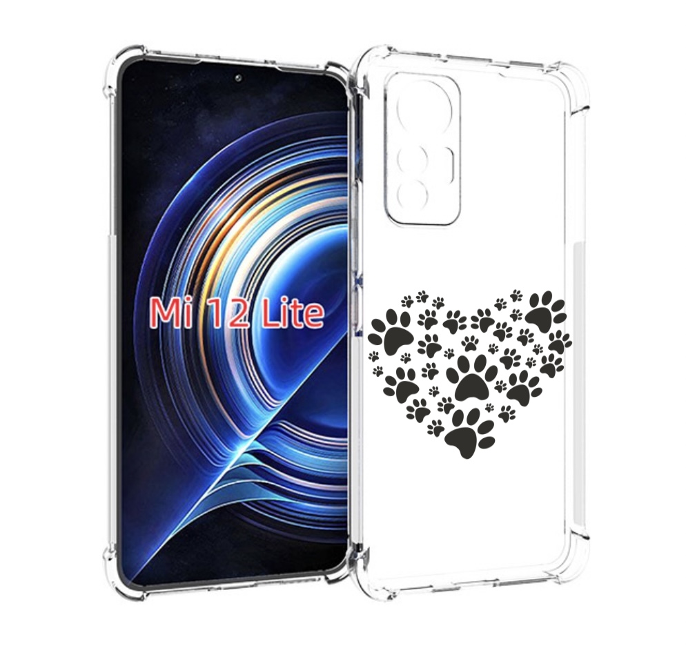 

Чехол MyPads следы-в-сердечке для Xiaomi 12 Lite, Прозрачный, Tocco