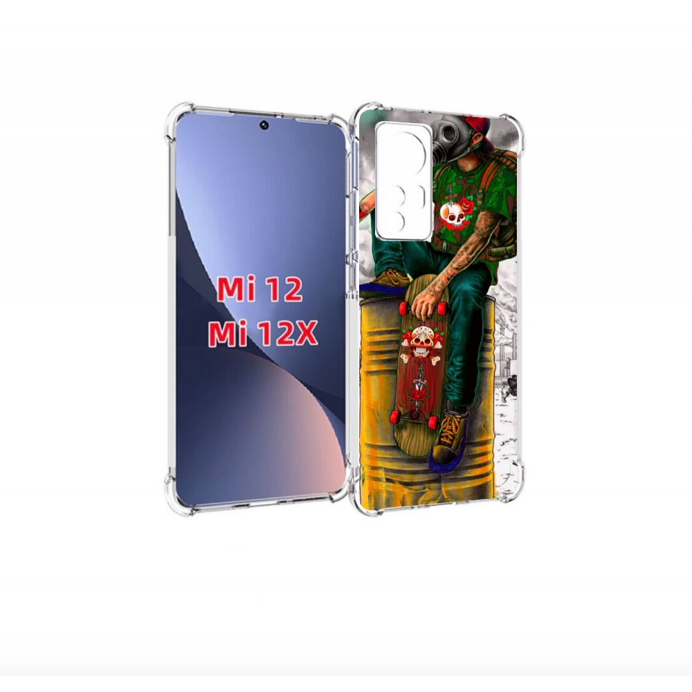 

Чехол бампер MyPads скейтер в противогазе для Xiaomi 12., Прозрачный, Tocco