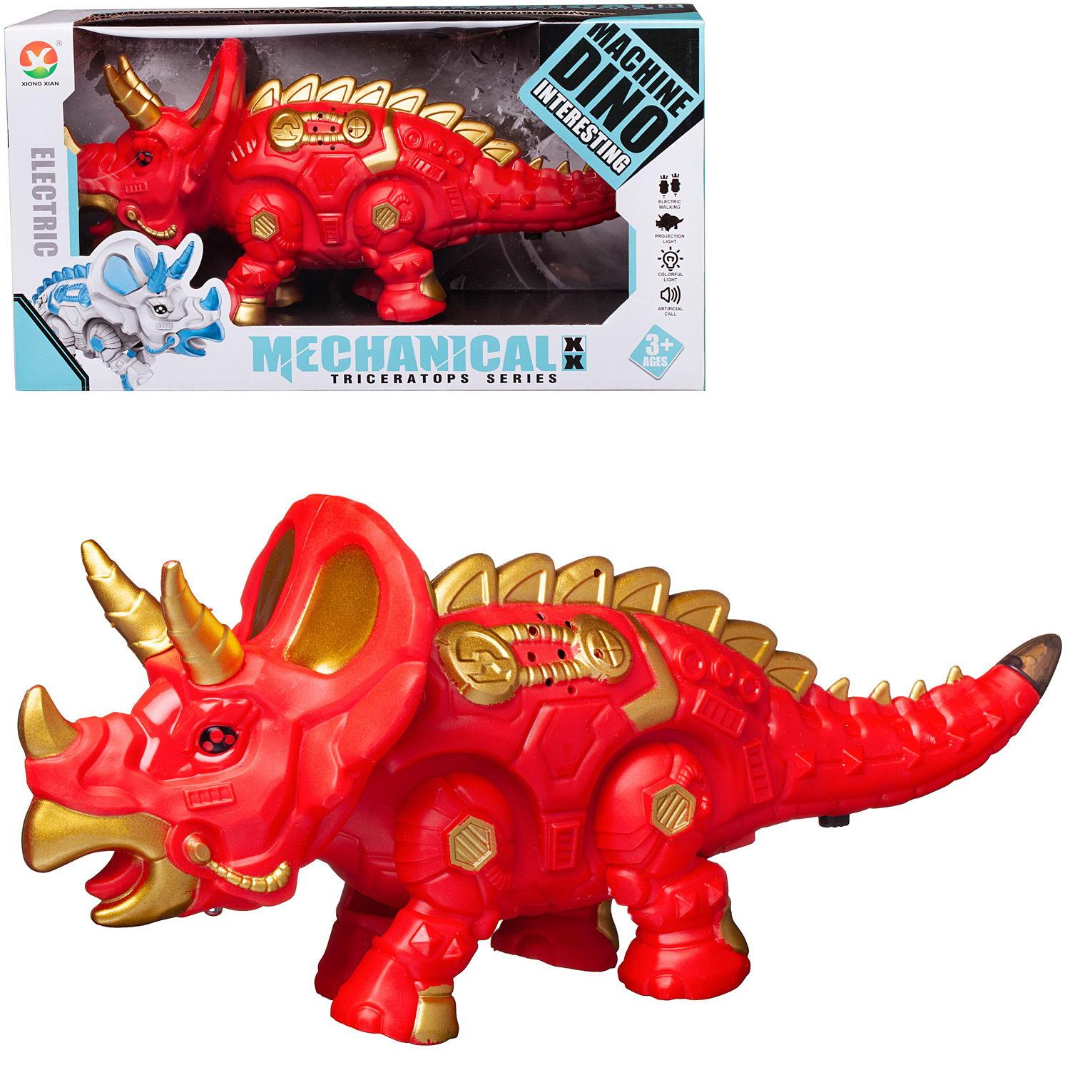 Динозавр-робот Junfa Трицераптос электромеханический, свет, звук, красный мешочек подарочный атласный 10 12см красный
