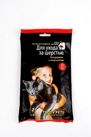 

Влажные салфетки Teddy Pets для ухода за шерстью для кошек 25 шт, 3 уп