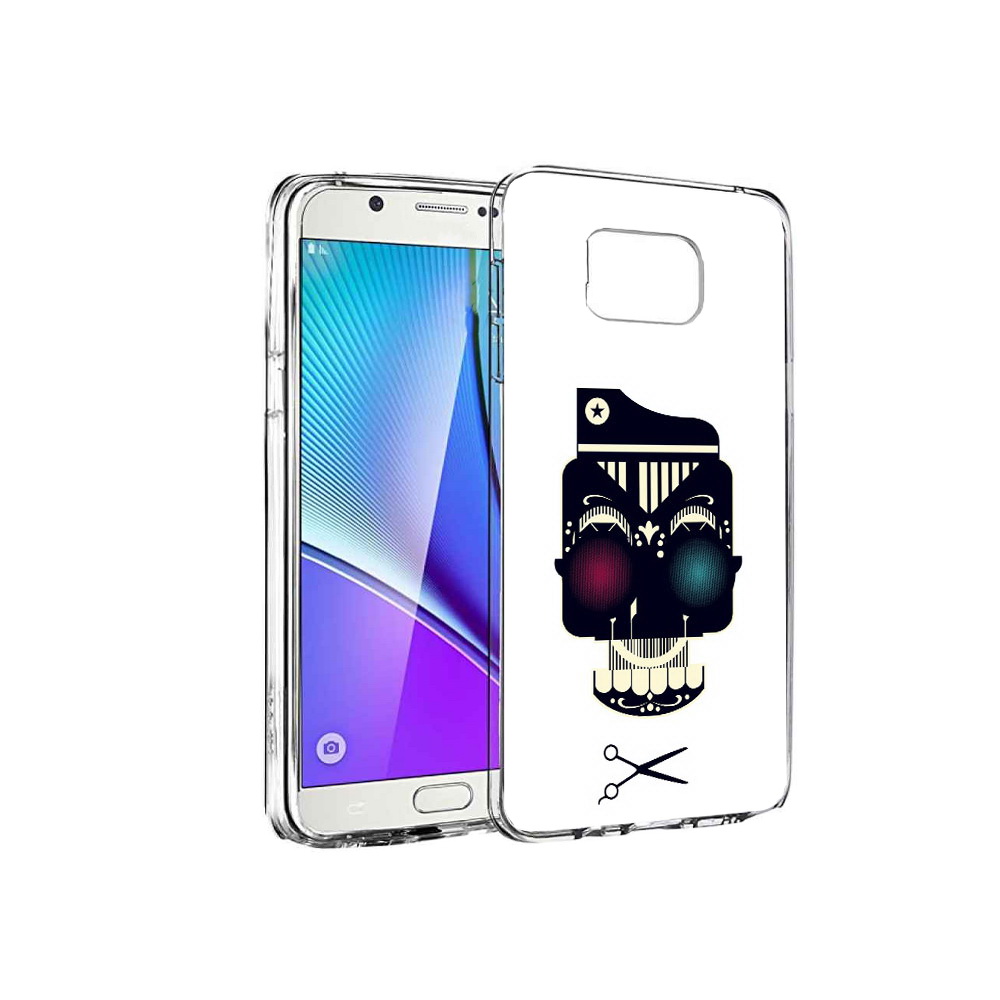 

Чехол MyPads Tocco для Samsung Galaxy Note 5 черно белый скелет с яркими глазами, Прозрачный, Tocco