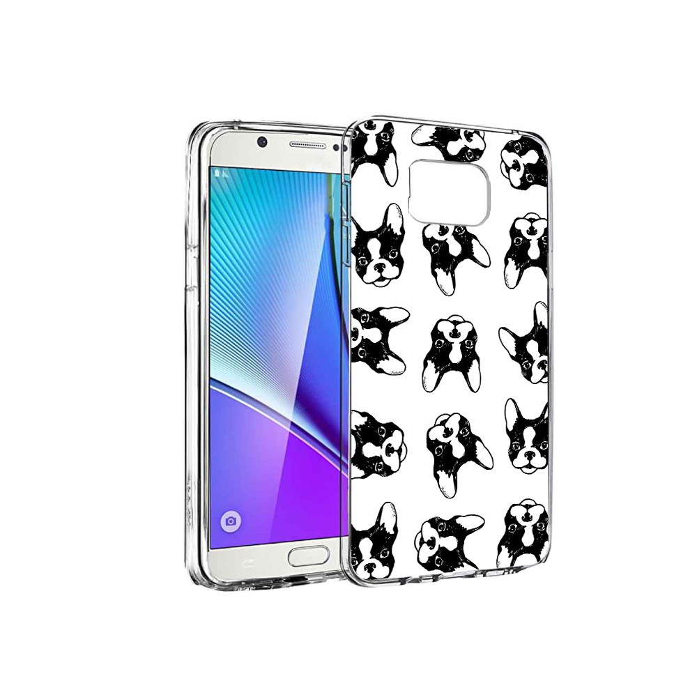

Чехол MyPads Tocco для Samsung Galaxy Note 5 черно белые собачки, Прозрачный, Tocco