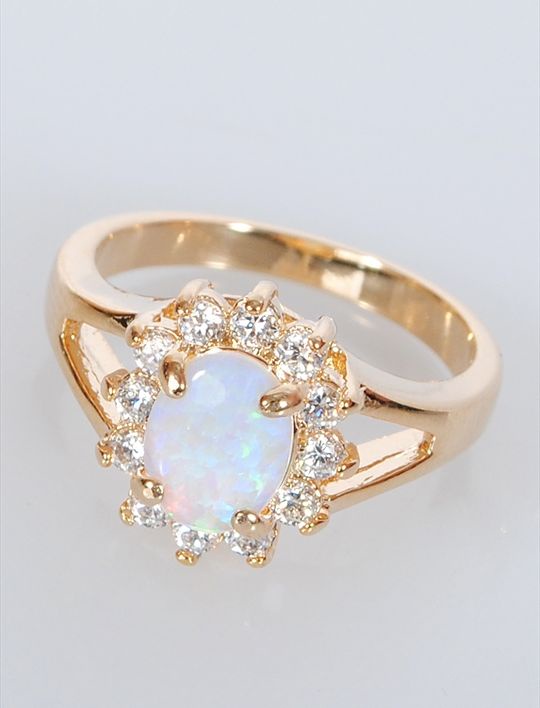 

Кольцо из бижутерного сплава р. 18 Lotus Jewelry 19R-029oj, опал/циркон, 19R-029oj