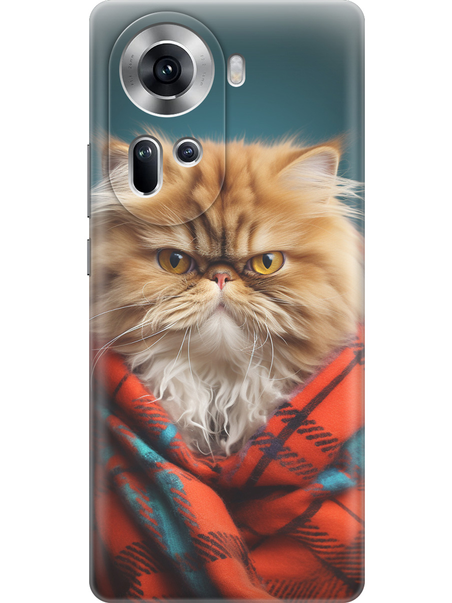 

Силиконовый чехол на Oppo Reno11 с принтом "Недовольный котик", Прозрачный;красный;синий, 782630612