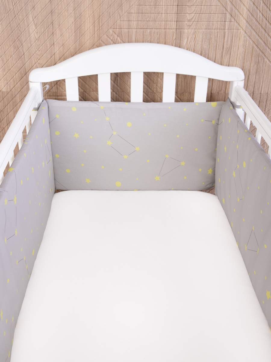 

Текстильный бортик для кроватки Baby Nice плоский серый, плоский