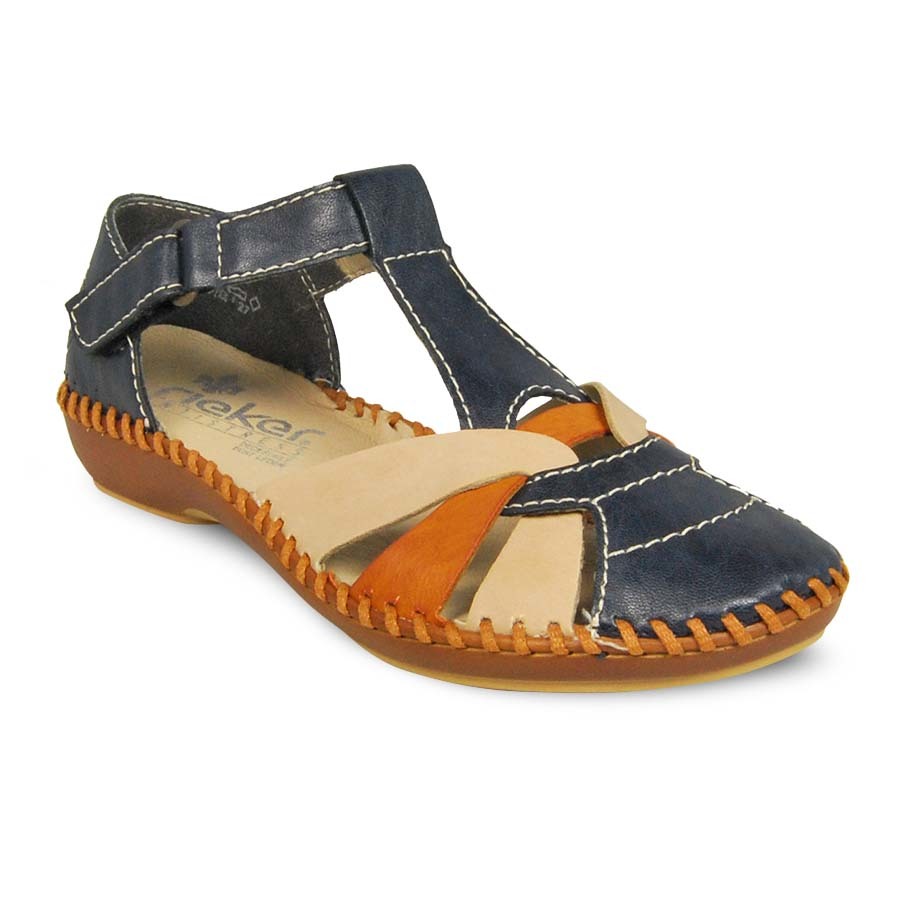 

Босоножки женские Rieker M1668-14 синие 36 RU, Синий, M1668-14