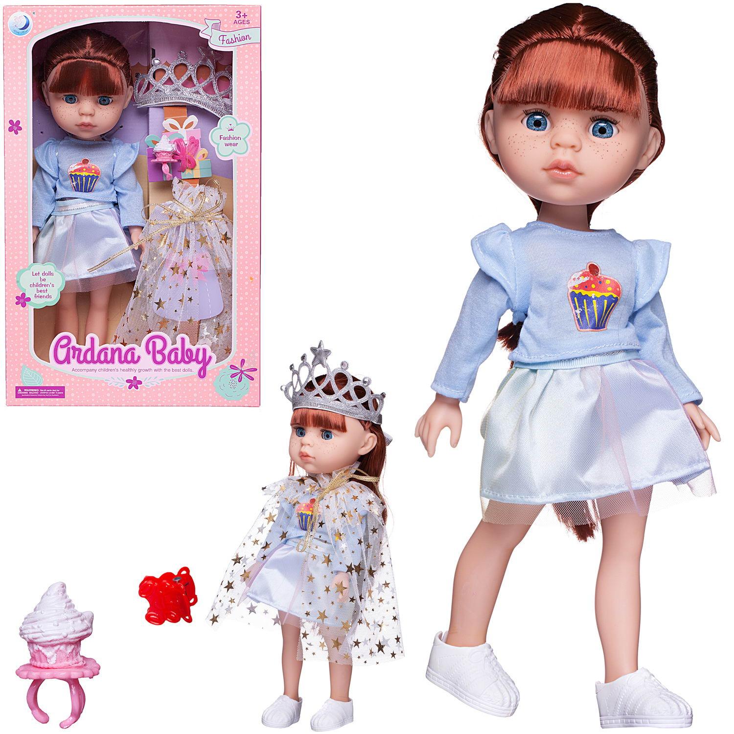 Кукла Junfa Ardana Baby шатенка в голубой одежде с диадемой 32,5 см abtoys пупс кукла baby ardana в розовом комбинезончике 30 см
