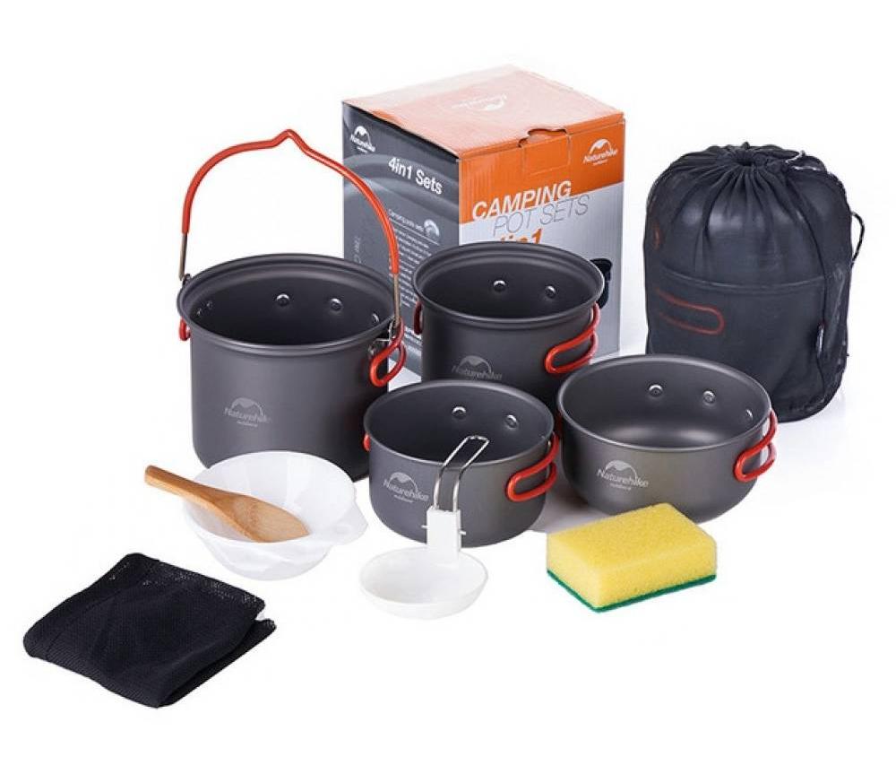 фото Набор посуды naturehike 2022 updated four-piece hiking camping cookware carbon