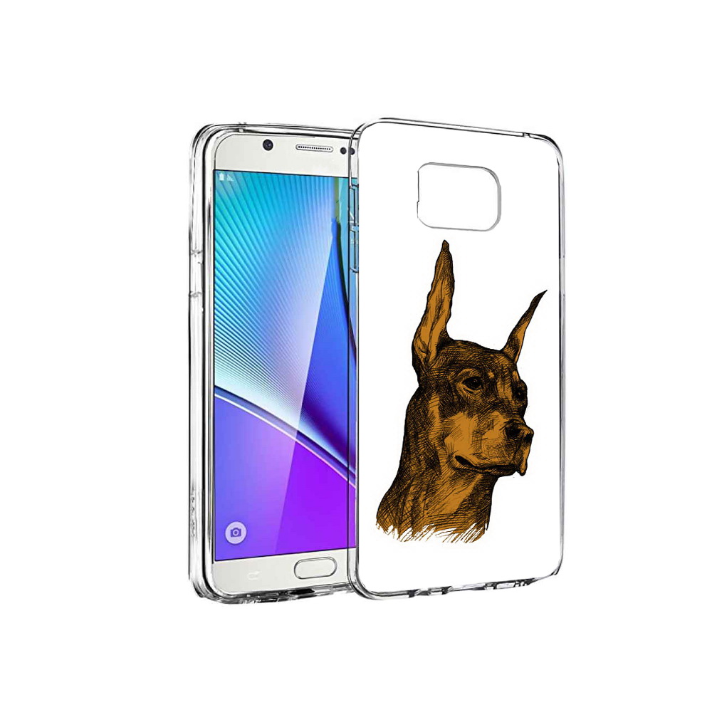 

Чехол MyPads Tocco для Samsung Galaxy Note 5 скетч доберман, Прозрачный, Tocco