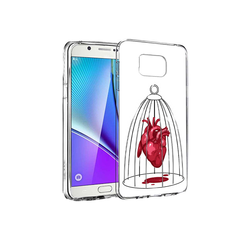 

Чехол MyPads Tocco для Samsung Galaxy Note 5 сердце в клетке, Прозрачный, Tocco