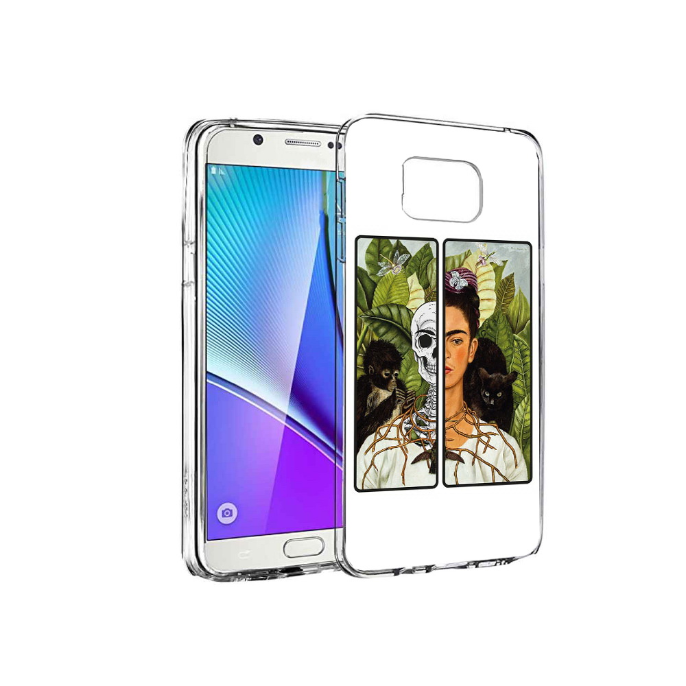 

Чехол MyPads Tocco для Samsung Galaxy Note 5 сдвоенная картинка девушка скелет, Прозрачный, Tocco