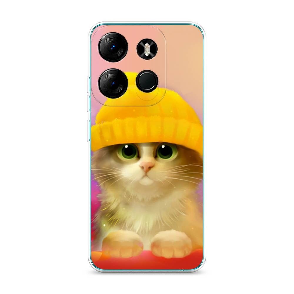 

Чехол Awog на Tecno Pop 7 Pro "Котенок в желтой шапке", Желтый, 303450-2