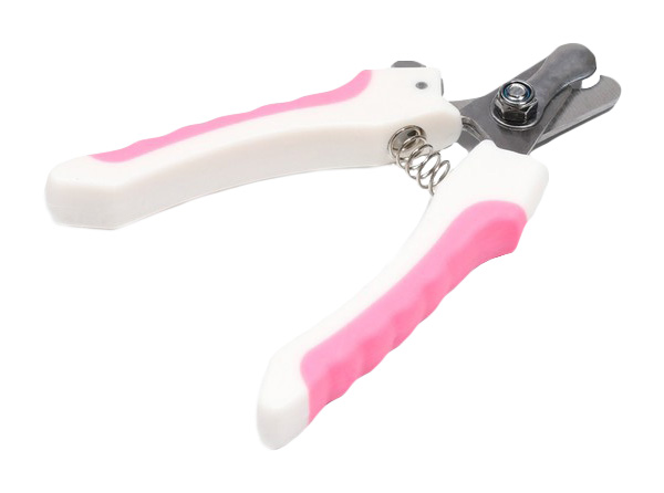 Когтерез боковой малый с нескользящими ручками, отверстие 9 мм, розовый с белым