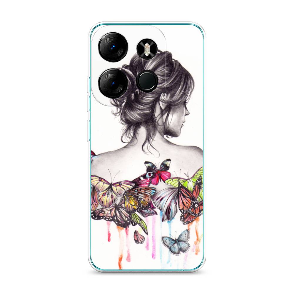 

Чехол Awog на Tecno Pop 7 Pro "Девушка с бабочками", Коричневый, 303450-10