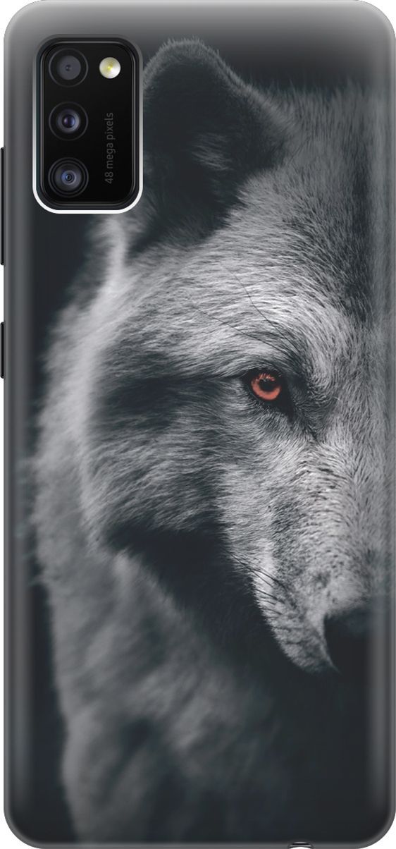 

Силиконовый чехол на Samsung Galaxy A41 с принтом "Красноглазый волк", Красный;серый, 7124