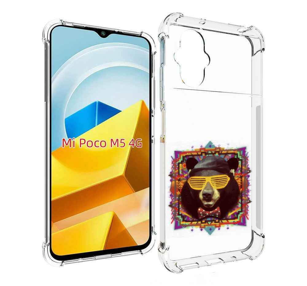

Чехол Mypads Медведь В Очках Для Poco M5 Противоуд, Прозрачный, Tocco
