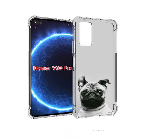 

Чехол бампер MyPads мопс для Honor V30 Pro, Прозрачный, Tocco