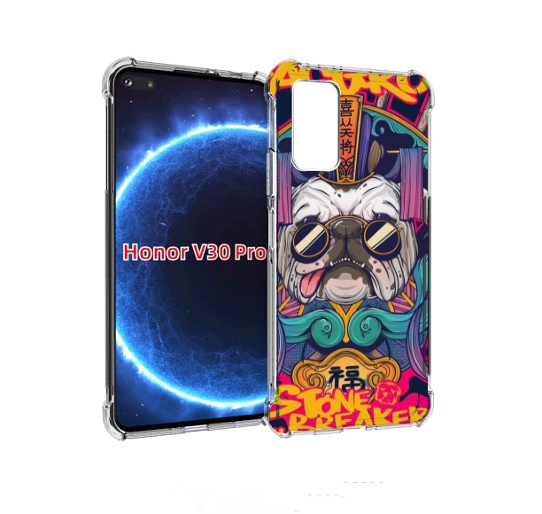 

Чехол бампер MyPads мопс агро яркая для Honor V30 Pro, Прозрачный, Tocco