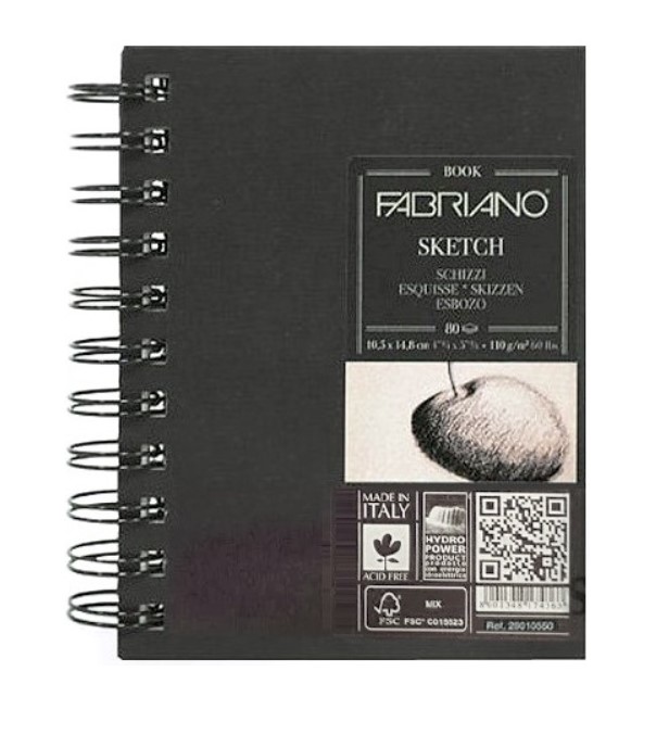 фото Блокнот для эскизов на спирали fabriano "sketch" портрет а6 80 л 110 г твердая обложка