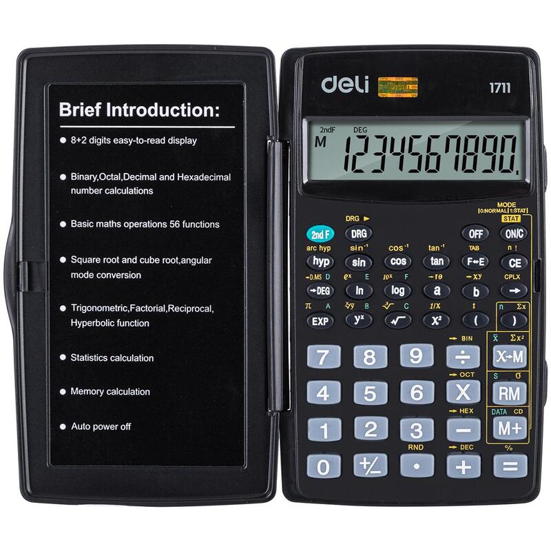 Калькулятор инженерный Deli E1711, 8+2-разрядный, черный