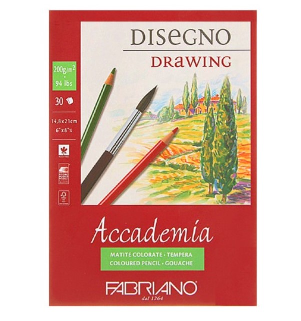 

Блокнот-склейка для графики Fabriano "Accademia" А5 30 л 200 г