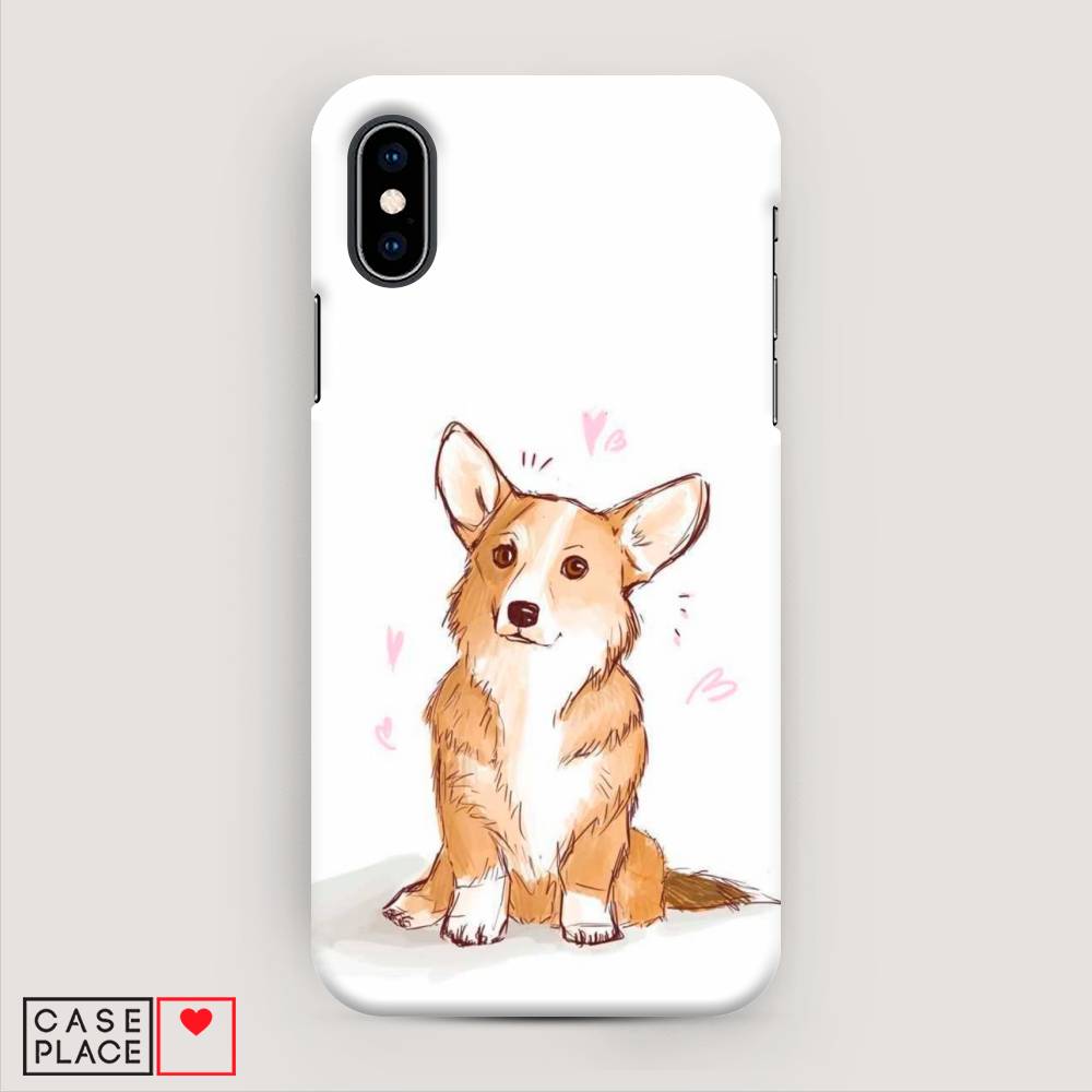 

Пластиковый чехол "Корги любовь" на Apple iPhone XS (10S), 11820-1