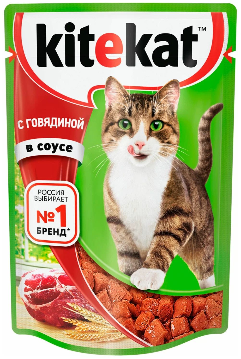 

Влажный корм для кошек KiteKat, говядина в соусе, 85 г