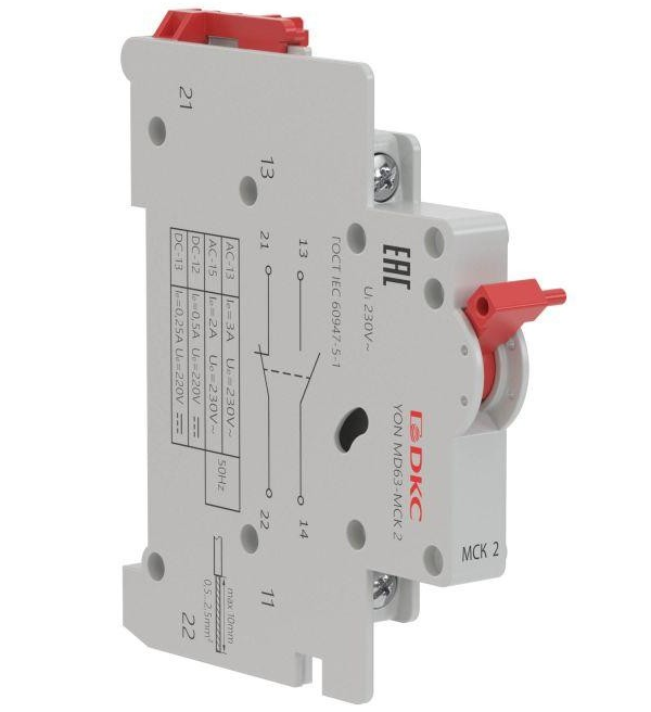 фото Контакт вспомогательный yon md63-мск2 1но+1нз dkc md63-mck2