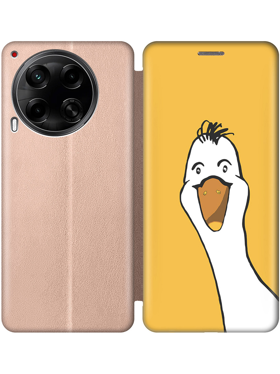 

Чехол-книжка на Tecno Camon 30 4g / 30 5g с принтом "Забавный гусь" золотой, Золотистый;белый;желтый, 782632471