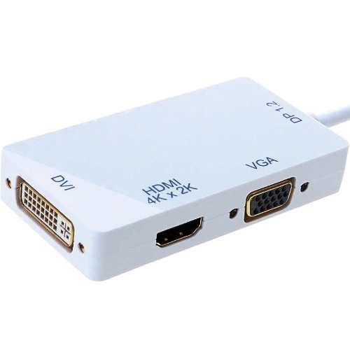 Видео адаптер Orient C320 mini DisplayPort на DVI -HDMI -VGA 4Kx2K кабель 0.2 метра, белый