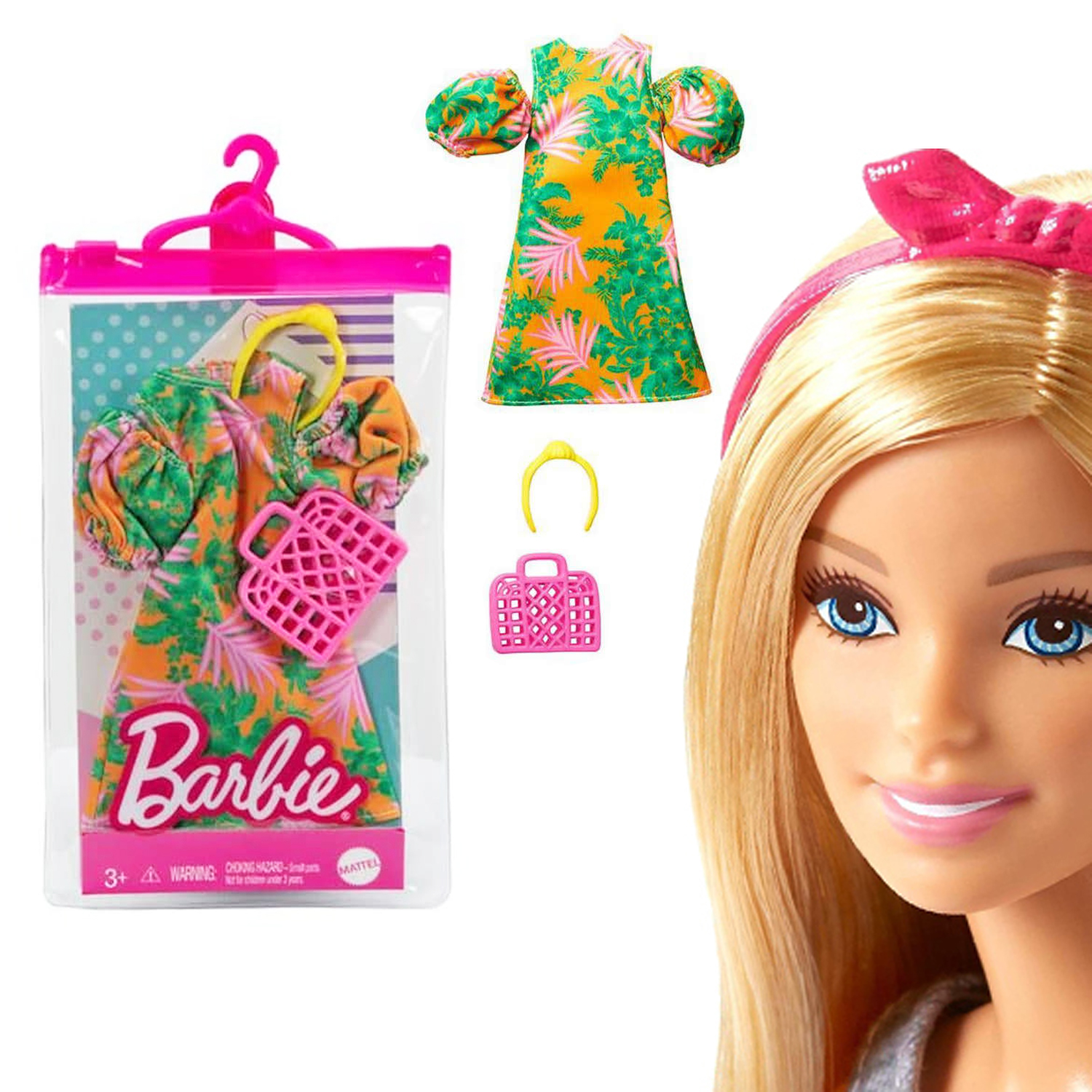 

Одежда и аксессуары для куклы Barbie Барби Летнее платье HBV32, Разноцветный