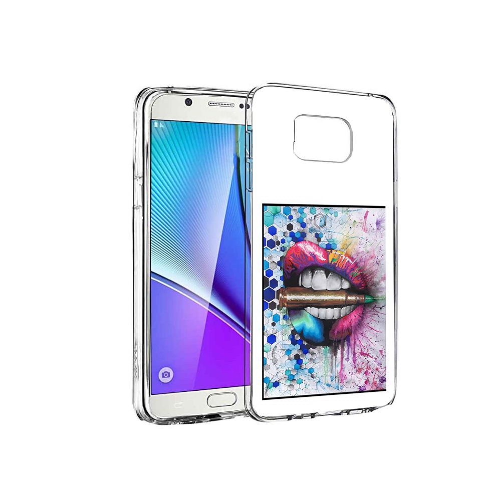 

Чехол MyPads Tocco для Samsung Galaxy Note 5 разноцветные губы с пулей, Прозрачный, Tocco