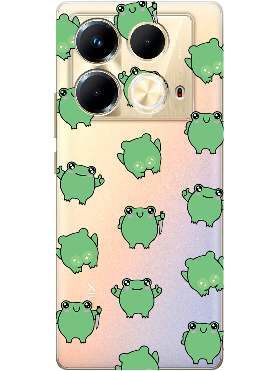 

Силиконовый чехол на Infinix Note 40 с принтом "Лягушка с ножиком" прозрачный, Прозрачный;зеленый, 782626471