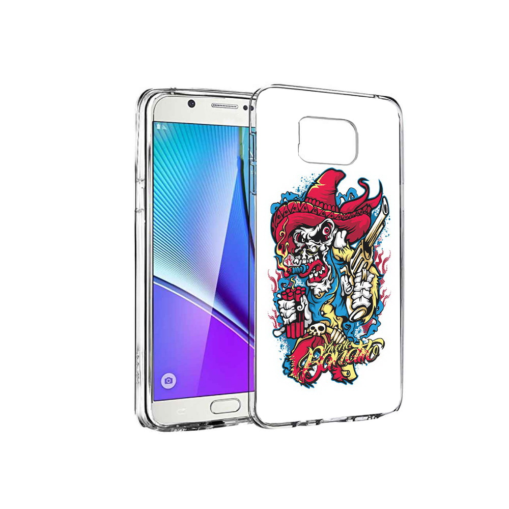

Чехол MyPads Tocco для Samsung Galaxy Note 5 нарисованный скелет с писталетом, Прозрачный, Tocco